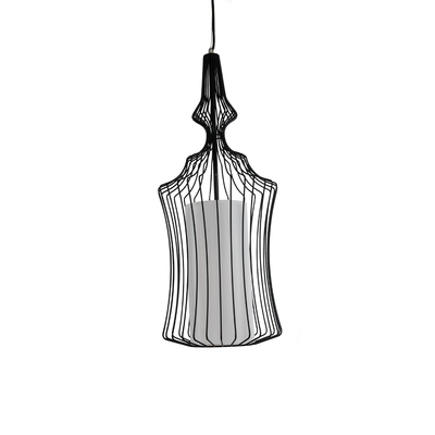 GLOBOSTAR® LILY 01559 Vintage Κρεμαστό Φωτιστικό Οροφής με Ντουί 1 x E27 AC 220-240V IP20 - Μαύρο & Λευκό - Μ25 x Π25 x Υ61cm