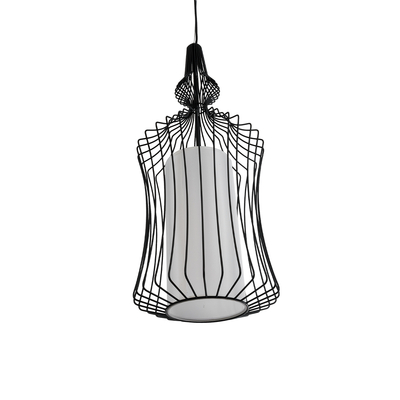 GLOBOSTAR® LILY 01559 Vintage Κρεμαστό Φωτιστικό Οροφής με Ντουί 1 x E27 AC 220-240V IP20 - Μαύρο & Λευκό - Μ25 x Π25 x Υ61cm