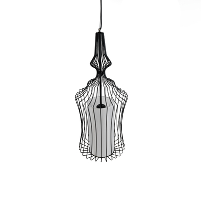 GLOBOSTAR® LILY 01559 Vintage Κρεμαστό Φωτιστικό Οροφής με Ντουί 1 x E27 AC 220-240V IP20 - Μαύρο & Λευκό - Μ25 x Π25 x Υ61cm