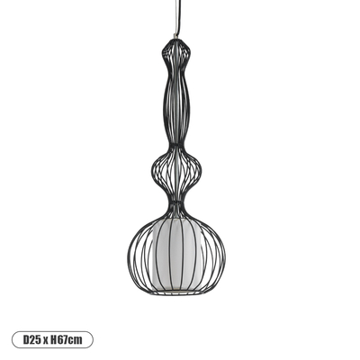 GLOBOSTAR® LILY 01560 Vintage Κρεμαστό Φωτιστικό Οροφής με Ντουί 1 x E27 AC 220-240V IP20 - Μαύρο & Λευκό - Μ25 x Π25 x Υ67cm