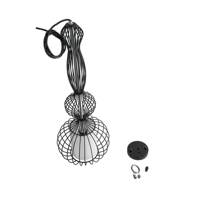 GLOBOSTAR® LILY 01560 Vintage Κρεμαστό Φωτιστικό Οροφής με Ντουί 1 x E27 AC 220-240V IP20 - Μαύρο & Λευκό - Μ25 x Π25 x Υ67cm