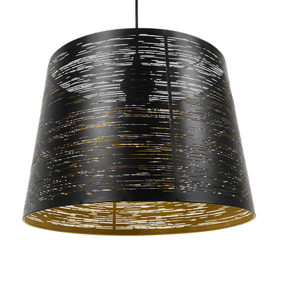 GLOBOSTAR® ACCADEMIA 01584 Μοντέρνο Κρεμαστό Φωτιστικό Οροφής με Ντουί 1 x E27 AC 220-240V IP20 - Μαύρο & Χρυσό - Μ35 x Π35 x Y25cm