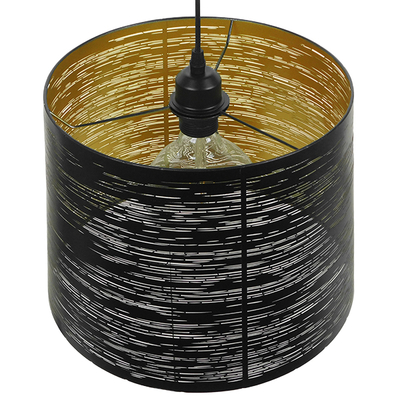 GLOBOSTAR® ACCADEMIA 01584 Μοντέρνο Κρεμαστό Φωτιστικό Οροφής με Ντουί 1 x E27 AC 220-240V IP20 - Μαύρο & Χρυσό - Μ35 x Π35 x Y25cm