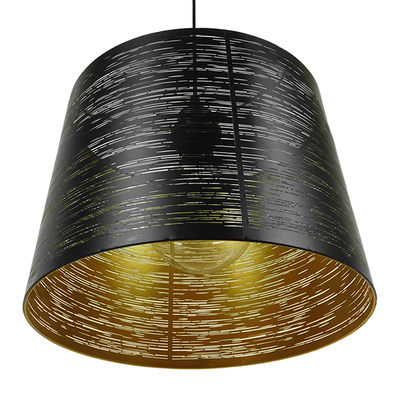 GLOBOSTAR® ACCADEMIA 01584 Μοντέρνο Κρεμαστό Φωτιστικό Οροφής με Ντουί 1 x E27 AC 220-240V IP20 - Μαύρο & Χρυσό - Μ35 x Π35 x Y25cm