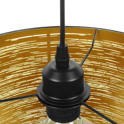 GLOBOSTAR® ACCADEMIA 01584 Μοντέρνο Κρεμαστό Φωτιστικό Οροφής με Ντουί 1 x E27 AC 220-240V IP20 - Μαύρο & Χρυσό - Μ35 x Π35 x Y25cm