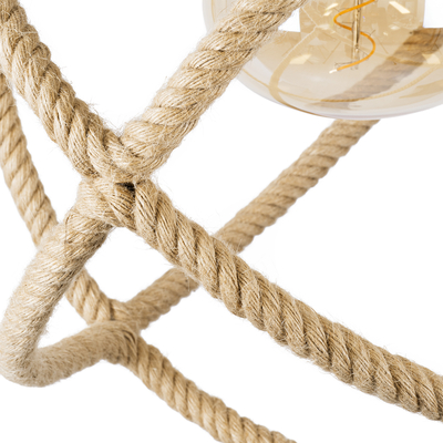 GLOBOSTAR® BELLE 01597 Vintage Κρεμαστό Φωτιστικό Οροφής με Ντουί 1 x E27 AC 220-240V IP20 - Μπεζ - Μ56 x Π56 x Y58cm