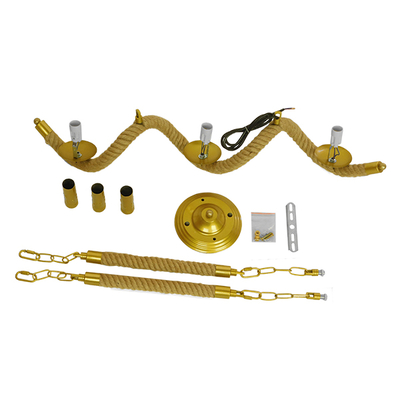 GLOBOSTAR® LUXOR 01598 Vintage Κρεμαστό Φωτιστικό Οροφής με Ντουί 3 x E14 AC 220-240V IP20 - Χρυσό & Μπεζ - Μ75 x Π13 x Y18cm