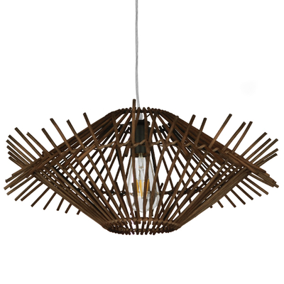 GLOBOSTAR® SASSO 01602 Boho Κρεμαστό Φωτιστικό Οροφής με Ντουί 1 x E27 AC 220-240V IP20 - Καφέ - Μ50 x Π50 x Y23cm