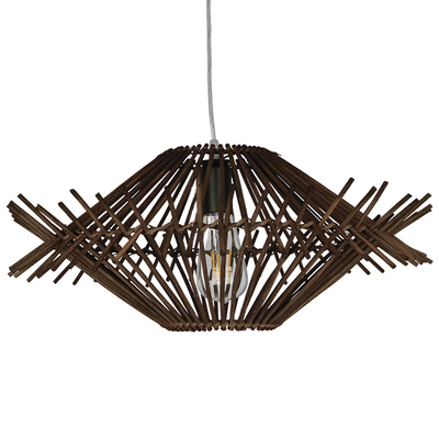 GLOBOSTAR® SASSO 01602 Boho Κρεμαστό Φωτιστικό Οροφής με Ντουί 1 x E27 AC 220-240V IP20 - Καφέ - Μ50 x Π50 x Y23cm