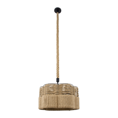 GLOBOSTAR® TONDO 01604 Boho Κρεμαστό Φωτιστικό Οροφής με Ντουί 1 x E27 AC 220-240V IP20 - Μπεζ & Μαύρο - Μ38 x Π38 x Y21cm