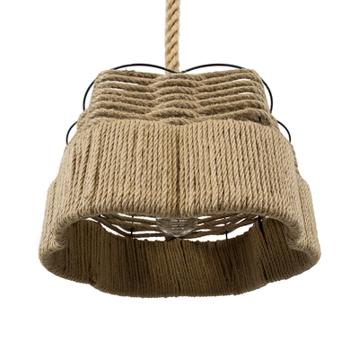 GLOBOSTAR® TONDO 01604 Boho Κρεμαστό Φωτιστικό Οροφής με Ντουί 1 x E27 AC 220-240V IP20 - Μπεζ & Μαύρο - Μ38 x Π38 x Y21cm