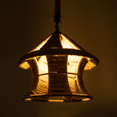 GLOBOSTAR® SOLITARIO 01606 Boho Κρεμαστό Φωτιστικό Οροφής με Ντουί 1 x E27 AC 220-240V IP20 - Μπεζ - Μ36 x Π36 x Y30cm