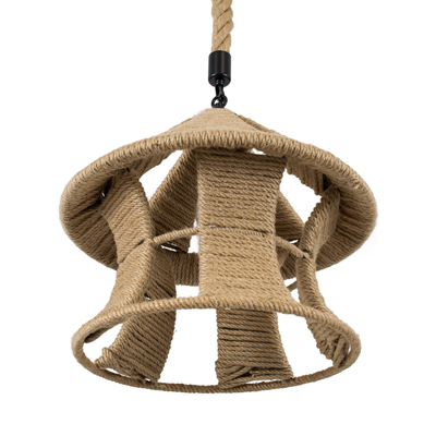 GLOBOSTAR® SOLITARIO 01606 Boho Κρεμαστό Φωτιστικό Οροφής με Ντουί 1 x E27 AC 220-240V IP20 - Μπεζ - Μ36 x Π36 x Y30cm