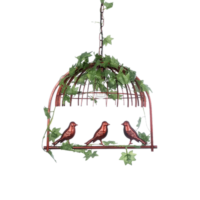 GLOBOSTAR® NEST 01642 Vintage Κρεμαστό Φωτιστικό Οροφής με Ντουί 1 x E27 AC 220-240V IP20 - Χάλκινο & Πράσινο - Μ48 x Π38 x Y40cm