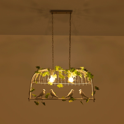 GLOBOSTAR® NEST 01644 Vintage Κρεμαστό Φωτιστικό Οροφής με Ντουί 2 x E27 AC 220-240V IP20 - Λευκό & Πράσινο - Μ73.6 x Π37.5 x Y38cm