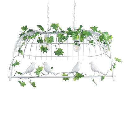 GLOBOSTAR® NEST 01644 Vintage Κρεμαστό Φωτιστικό Οροφής με Ντουί 2 x E27 AC 220-240V IP20 - Λευκό & Πράσινο - Μ73.6 x Π37.5 x Y38cm