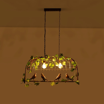 GLOBOSTAR® NEST 01645 Vintage Κρεμαστό Φωτιστικό Οροφής με Ντουί 2 x E27 AC 220-240V IP20 - Χάλκινο & Πράσινο - Μ76 x Π36 x Y37cm