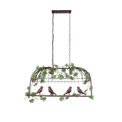 GLOBOSTAR® NEST 01645 Vintage Κρεμαστό Φωτιστικό Οροφής με Ντουί 2 x E27 AC 220-240V IP20 - Χάλκινο & Πράσινο - Μ76 x Π36 x Y37cm