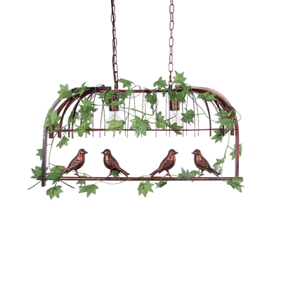 GLOBOSTAR® NEST 01645 Vintage Κρεμαστό Φωτιστικό Οροφής με Ντουί 2 x E27 AC 220-240V IP20 - Χάλκινο & Πράσινο - Μ76 x Π36 x Y37cm