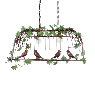 GLOBOSTAR® NEST 01645 Vintage Κρεμαστό Φωτιστικό Οροφής με Ντουί 2 x E27 AC 220-240V IP20 - Χάλκινο & Πράσινο - Μ76 x Π36 x Y37cm