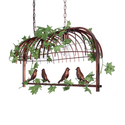 GLOBOSTAR® NEST 01645 Vintage Κρεμαστό Φωτιστικό Οροφής με Ντουί 2 x E27 AC 220-240V IP20 - Χάλκινο & Πράσινο - Μ76 x Π36 x Y37cm