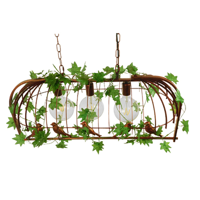 GLOBOSTAR® NEST 01648 Vintage Κρεμαστό Φωτιστικό Οροφής με Ντουί 3 x E27 AC 220-240V IP20 - Χάλκινο & Πράσινο - Μ85.5 x Π37.5 x Y38cm