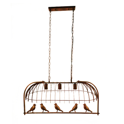 GLOBOSTAR® NEST 01648 Vintage Κρεμαστό Φωτιστικό Οροφής με Ντουί 3 x E27 AC 220-240V IP20 - Χάλκινο & Πράσινο - Μ85.5 x Π37.5 x Y38cm