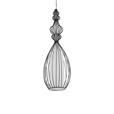 GLOBOSTAR® LILY 01561 Vintage Κρεμαστό Φωτιστικό Οροφής με Ντουί 1 x E27 AC 220-240V IP20 - Μαύρο & Λευκό - Μ90 x Π90 x Υ20cm