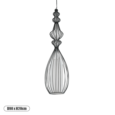 GLOBOSTAR® LILY 01561 Vintage Κρεμαστό Φωτιστικό Οροφής με Ντουί 1 x E27 AC 220-240V IP20 - Μαύρο & Λευκό - Μ90 x Π90 x Υ20cm