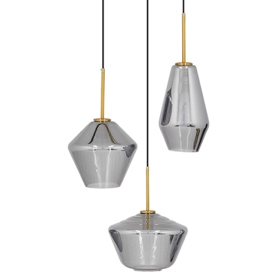 GLOBOSTAR® AMARIS 00976 Μοντέρνο Κρεμαστό Φωτιστικό Οροφής με Ντουί 3 x E27 AC 220-240V IP20 - Χρυσό & Ασημί - Μ50 x Π50 x Y30cm