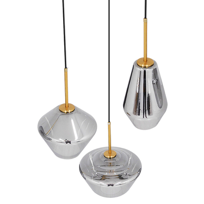 GLOBOSTAR® AMARIS 00976 Μοντέρνο Κρεμαστό Φωτιστικό Οροφής με Ντουί 3 x E27 AC 220-240V IP20 - Χρυσό & Ασημί - Μ50 x Π50 x Y30cm