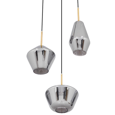 GLOBOSTAR® AMARIS 00976 Μοντέρνο Κρεμαστό Φωτιστικό Οροφής με Ντουί 3 x E27 AC 220-240V IP20 - Χρυσό & Ασημί - Μ50 x Π50 x Y30cm