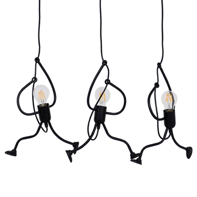 GLOBOSTAR® LITTLE MAN 00980 Μοντέρνο Κρεμαστό Φωτιστικό Οροφής με Ντουί 3 x E27 AC 220-240V IP20 - Μαύρο - Μ70 x Π10 x Υ105cm