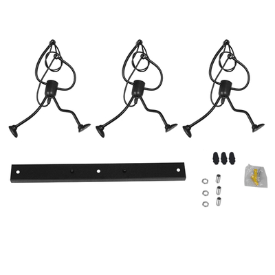 GLOBOSTAR® LITTLE MAN 00980 Μοντέρνο Κρεμαστό Φωτιστικό Οροφής με Ντουί 3 x E27 AC 220-240V IP20 - Μαύρο - Μ70 x Π10 x Υ105cm