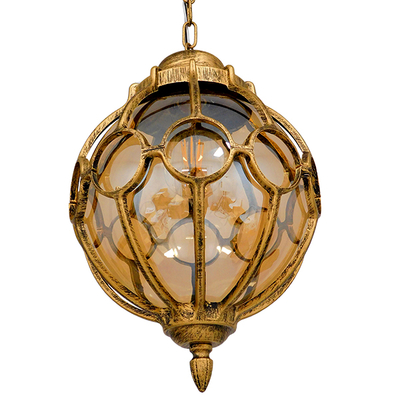 GLOBOSTAR® ETOILE 00987 Vintage Κρεμαστό Φωτιστικό Οροφής με Ντουί 1 x E27 AC 220-240V IP20 - Μπρούτζινο Εφέ Σκουριάς & Μελί - Μ28 x Π28 x Y38cm