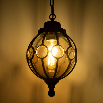 GLOBOSTAR® ETOILE 00988 Vintage Κρεμαστό Φωτιστικό Οροφής με Ντουί 1 x E27 AC 220-240V IP20 - Μπρούτζινο Εφέ Σκουριάς & Μελί - Μ18 x Π18 x Y27cm