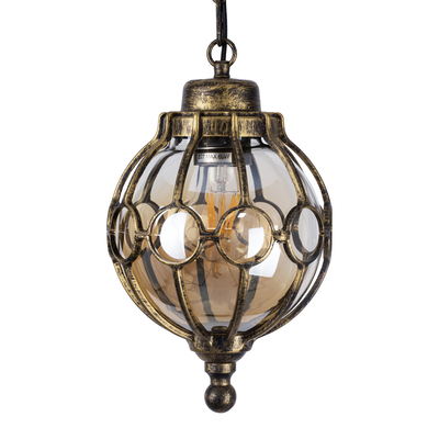 GLOBOSTAR® ETOILE 00988 Vintage Κρεμαστό Φωτιστικό Οροφής με Ντουί 1 x E27 AC 220-240V IP20 - Μπρούτζινο Εφέ Σκουριάς & Μελί - Μ18 x Π18 x Y27cm