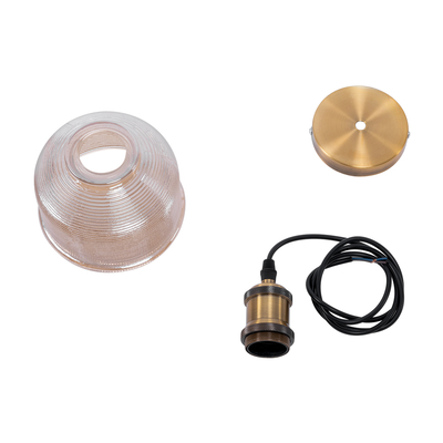 GLOBOSTAR® SEGRETO 01448 Vintage Κρεμαστό Φωτιστικό Οροφής με Ντουί 1 x E27 AC 220-240V IP20 - Διάφανο & Χρυσό - Μ14 x Π14 x Υ18cm