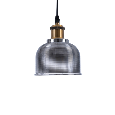 GLOBOSTAR® SEGRETO 01449 Vintage Κρεμαστό Φωτιστικό Οροφής με Ντουί 1 x E27 AC 220-240V IP20 - Γκρι & Χρυσό - Μ14 x Π14 x Υ18cm