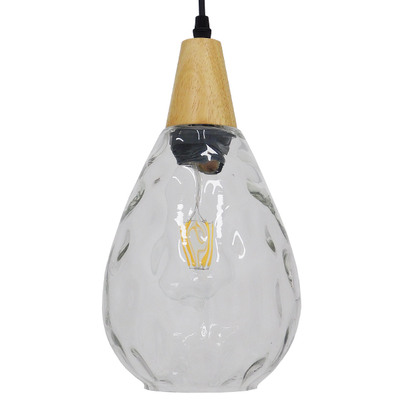 GLOBOSTAR® NOAH 01491 Μοντέρνο Κρεμαστό Φωτιστικό Οροφής με Ντουί 1 x E27 AC 220-240V IP20 - Διάφανο & Μπεζ - Μ16 x Π16 x Υ30cm