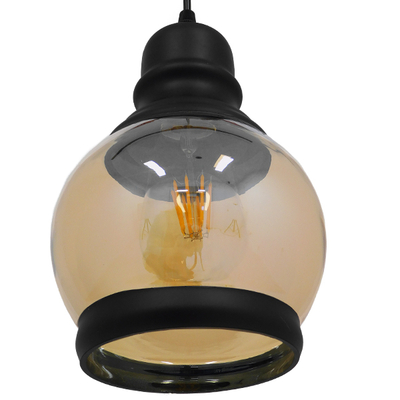 GLOBOSTAR® OLIVER 01505 Vintage Κρεμαστό Φωτιστικό Οροφής με Ντουί 1 x E27 AC 220-240V IP20 - Μελί & Μαύρο - Μ16 x Π16 x Υ25cm