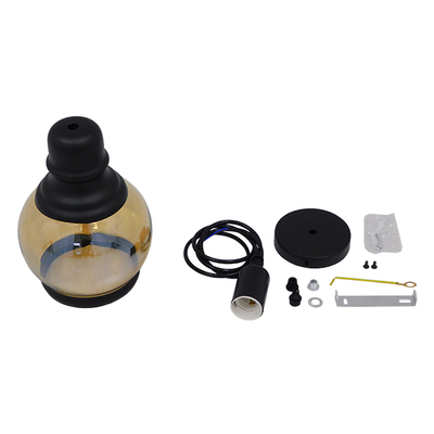 GLOBOSTAR® OLIVER 01505 Vintage Κρεμαστό Φωτιστικό Οροφής με Ντουί 1 x E27 AC 220-240V IP20 - Μελί & Μαύρο - Μ16 x Π16 x Υ25cm