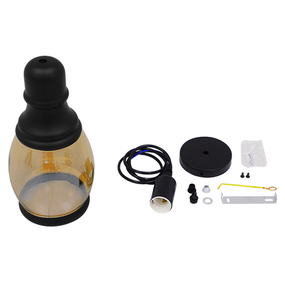 GLOBOSTAR® OLIVER 01507 Vintage Κρεμαστό Φωτιστικό Οροφής με Ντουί 1 x E27 AC 220-240V IP20 - Μελί & Μαύρο - Μ14 x Π14 x Υ30cm