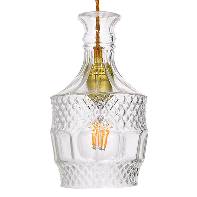 GLOBOSTAR® WHISKEY 01513 Vintage Κρεμαστό Φωτιστικό Οροφής με Ντουί 1 x E27 AC 220-240V IP20 - Διάφανο - Μ13 x Π13 x Υ22cm