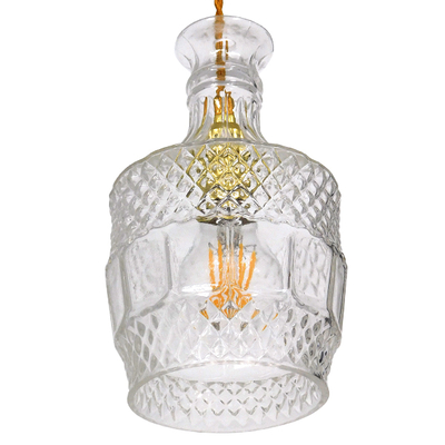 GLOBOSTAR® WHISKEY 01513 Vintage Κρεμαστό Φωτιστικό Οροφής με Ντουί 1 x E27 AC 220-240V IP20 - Διάφανο - Μ13 x Π13 x Υ22cm