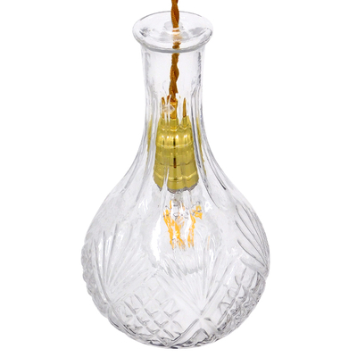 GLOBOSTAR® WHISKEY 01514 Vintage Κρεμαστό Φωτιστικό Οροφής με Ντουί 1 x E27 AC 220-240V IP20 - Διάφανο - Μ14 x Π14 x Υ23cm