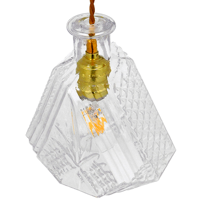 GLOBOSTAR® WHISKEY 01515 Vintage Κρεμαστό Φωτιστικό Οροφής με Ντουί 1 x E27 AC 220-240V IP20 - Διάφανο - Μ11 x Π11 x Υ20cm