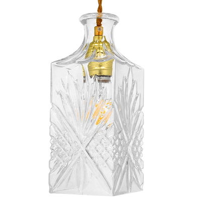 GLOBOSTAR® WHISKEY 01516 Vintage Κρεμαστό Φωτιστικό Οροφής με Ντουί 1 x E27 AC 220-240V IP20 - Διάφανο - Μ10 x Π10 x Υ24cm