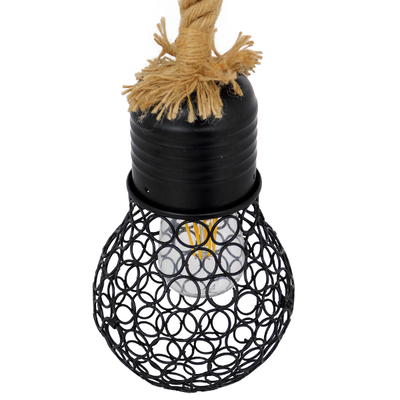 GLOBOSTAR® URBAN 01521 Vintage Κρεμαστό Φωτιστικό Οροφής με Ντουί 1 x E27 AC 220-240V IP20 - Μαύρο & Μπεζ - Μ15 x Π15 x Υ25cm