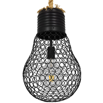 GLOBOSTAR® URBAN 01522 Vintage Κρεμαστό Φωτιστικό Οροφής με Ντουί 1 x E27 AC 220-240V IP20 - Μαύρο & Μπεζ - Μ28 x Π28 x Υ40cm